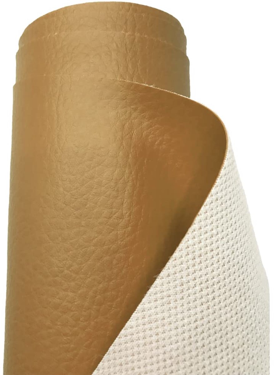 A-Express Premium gekorreld waterdicht imitatieleer gekorreld imitatieleer structuurleer stof verkocht per meter - 200 cm x 140 cm (beige)
