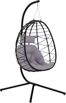 Bol.com Hangstoel in Ei-vorm - Egg Hangstoel - Hangstoel Ei - Tuin Schommelstoel - 198x98x95cm - Inclusief Kussen - en Hoofdkuss... aanbieding
