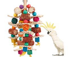 Vogelspeelgoed, papegaaispeelgoed voor grote vogels, natuurlijk gepeperd hout Afrikaanse grijze papegaaien, ara's, kaketoes, Amazone-papegaai kauwspeelgoed, volière hangend speelgoed