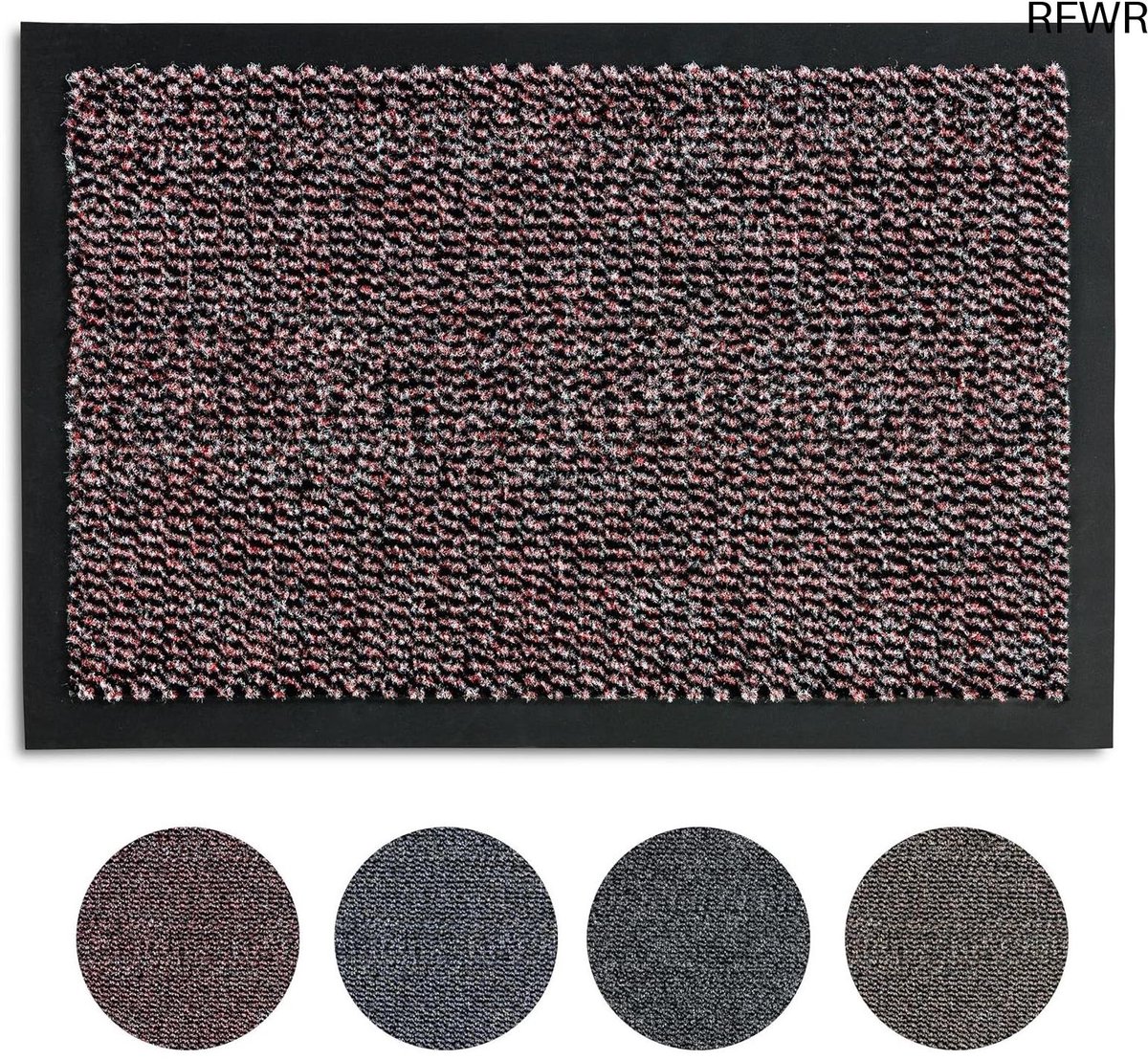 RFWR Antislip Deurmat 40x60 cm - Sneldrogend met Vinyl Achterkant - Effen Rood