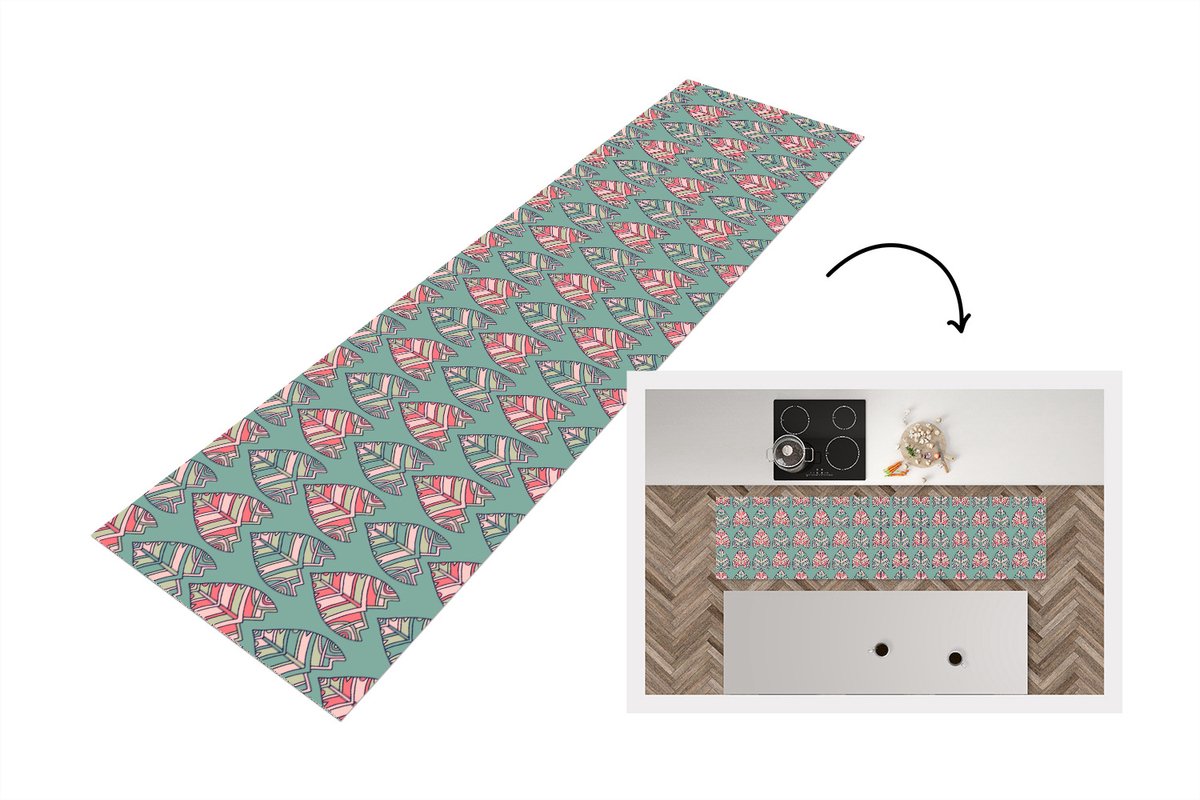 KitchenYeah Keukenloper 240x60 cm - Keukenmat vinyl Patronen - Tribal - Retro - Keukenmatten loper - Keuken vloerkleed tapijt