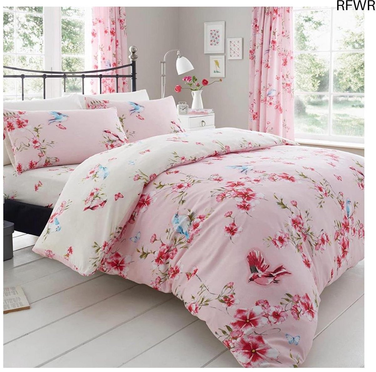 RFWR Luxe Roze Bedset met Dekbedovertrek en Kussenslopen, Dubbel