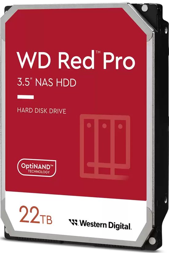 WD Red Pro 3.5" NAS HDD 22TB interne harde schijf met OptiNAND technologie.