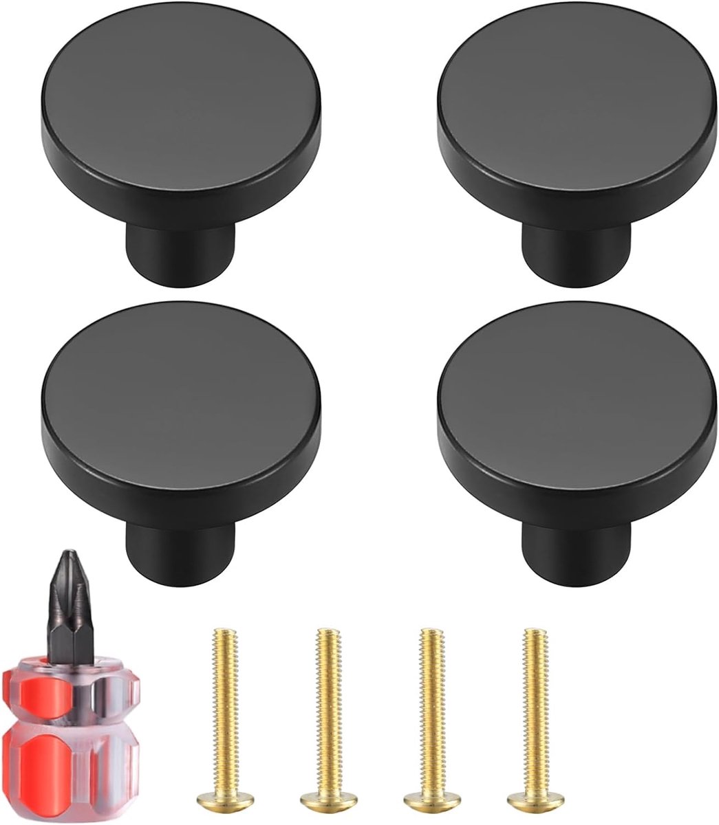 Ibenzoa® Set van 4 Luxe Ronde Messing Kastknoppen met Schroevendraaier en Schroeven