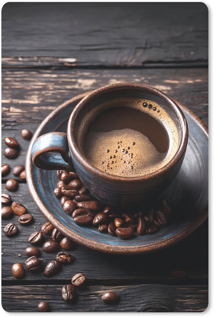 Muismat 18x27 cm - Mousepad Kop - Koffie - Hout - Bonen - Muismatten