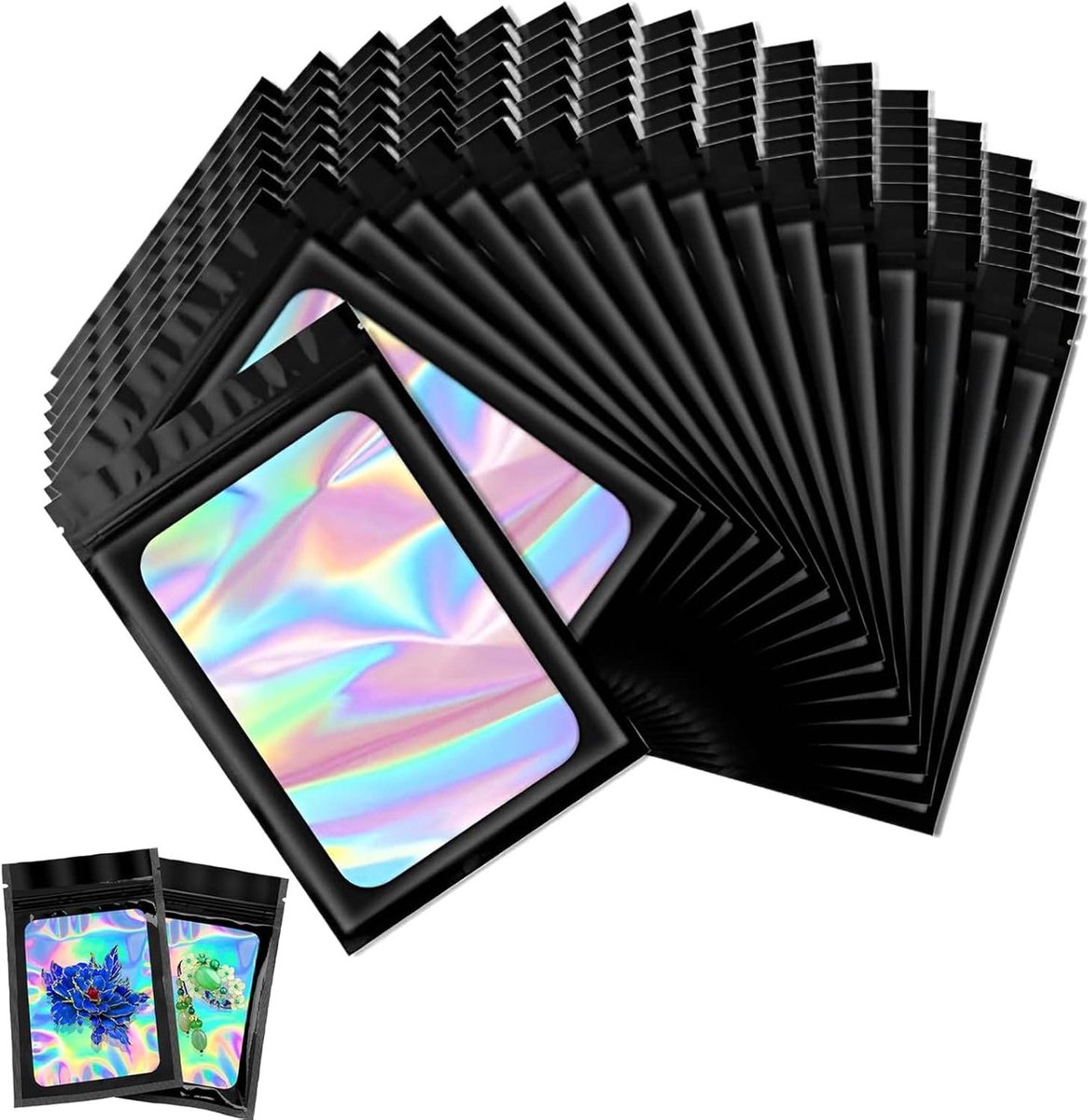 Allecto Plus - Pack 120 Mylar Baggies Resealable Bags 7 x 10 cm - Zwart - Snoep Sieraden - Mini Zipper Bags Snelsluiting
