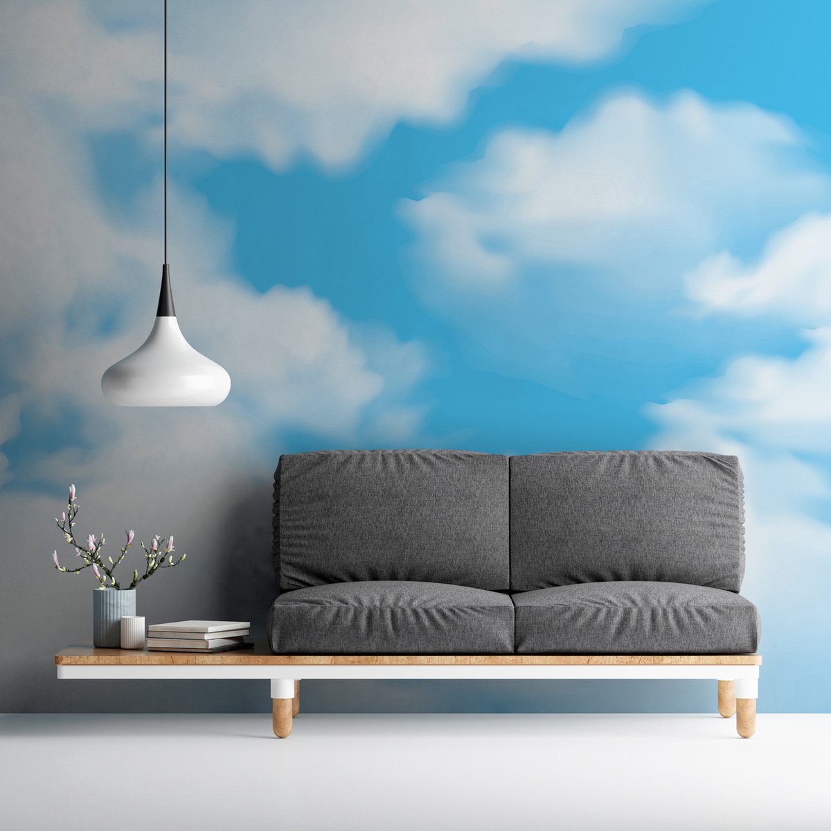 Fotobehang hemel met wolken in blauw wit