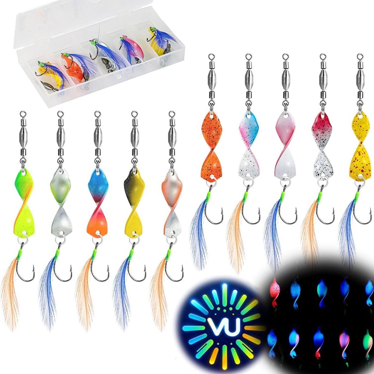 Allecto Plus - Set van 10 Forel Lepels Visaas Kit 3g Spinnerbaits voor Forel Vissen - Draagbare Visaasset met Opbergdoos