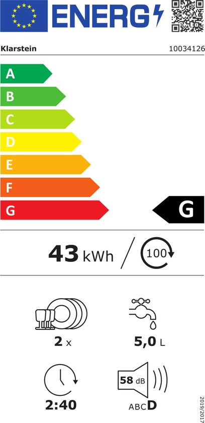 Klarstein Aquatica - Mini vaatwasser - Vrijstaand - Afwasmachine - 3 programma's - 42 x 45 x 43 cm - Wit
