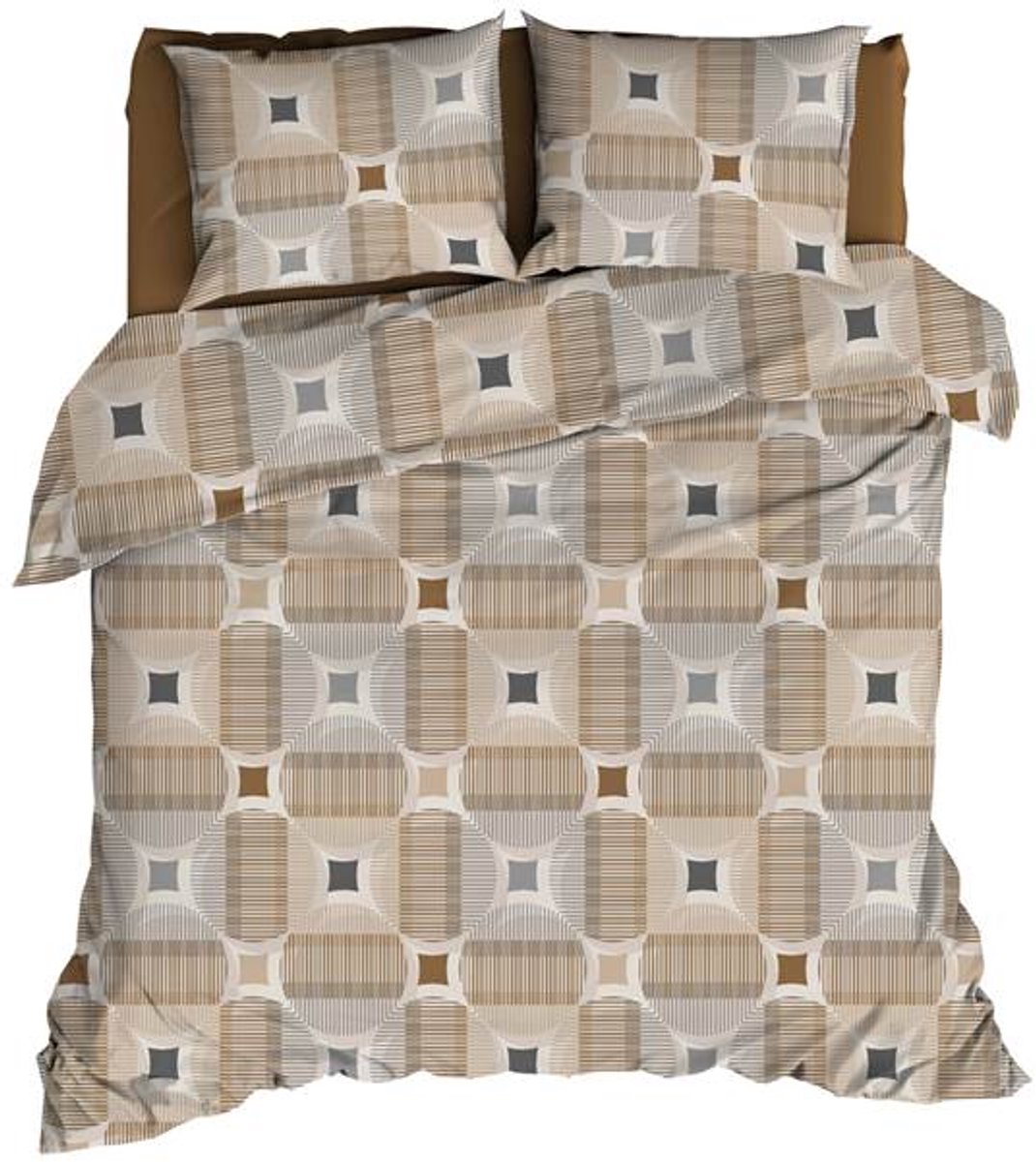 Romanette Kwadro Dekbedovertrek - Lits-jumeaux - 240x200/220 cm - Beige