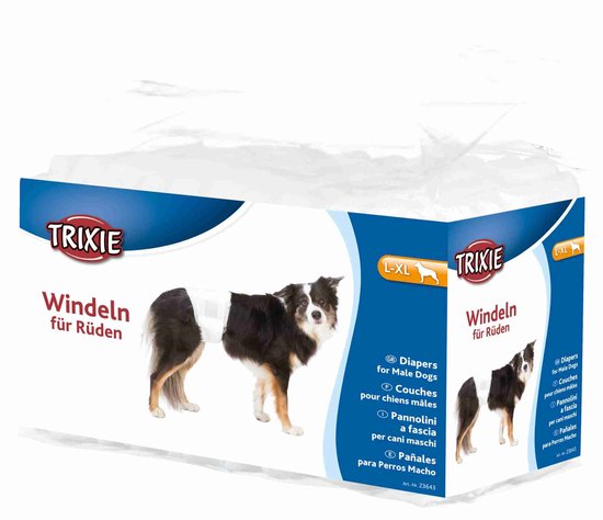 Verpakking hondenluiers voor reuen, maat L-XL, met afbeelding van een hond