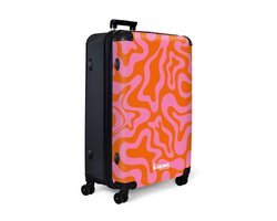 NoBoringSuitcases.com NoBoringSuitcases.com® - Koffer groot - Reiskoffer lichtgewicht - Oranje met roze abstract patroon - Rolkoffer met 4 wielen - Grote trolley XL - 98 liter bagage