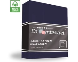 Droomtextiel Zacht Katoenen Hoeslaken Navy 180x200 cm - Hoge Hoek - Perfecte Pasvorm - Heerlijk Zacht