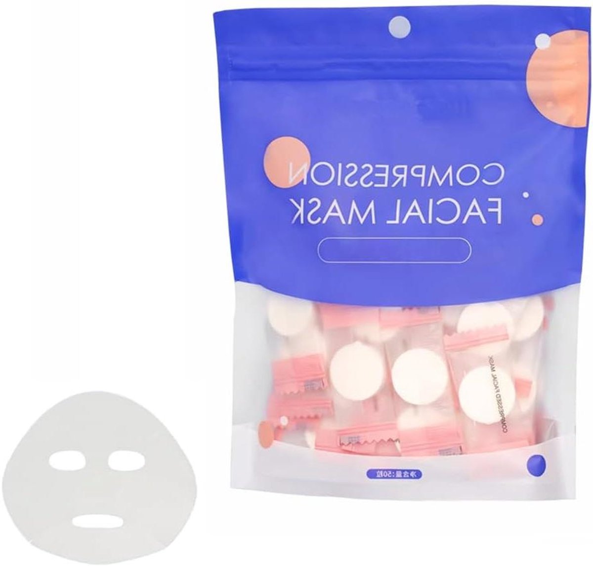 Allecto Plus - Compressed Katoenen Gezichtsmasker Vellen - Wegwerp - DIY Masker Papier - Snoepverpakking - Munt Cosmetisch Gezichtspapier - DIY Gezichtspapier - Kompresmasker - 50 Stuks