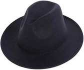 Allecto Plus - Chapeau fedora classique en feutre à large bord noir - Chapeau de cowboy jazz Panama - Chapeau de soleil pour hommes et femmes - Taille unique