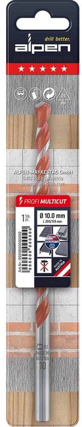 Alpen MultiCut 72900800100 Foret tout usage carbure 8 mm Longueur de joint 200 mm Tige cylindrique 1 pc(s)