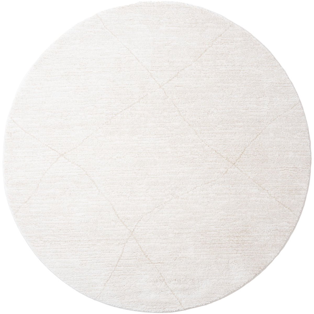Veer Carpets Vloerkleed Nica 1606 Crème - Rond ø240 cm - Laagpolig Design Vloerkleed met Kruispatroon in Scandinavische / Japandi Stijl