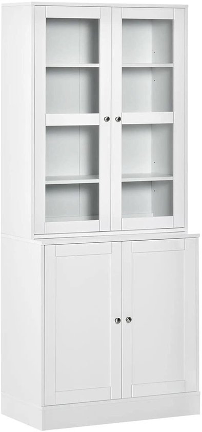 Sweiko Boekenkast - Vitrinekast - Glazen deuren - 76 × 40 × 178.5 cm - Wit