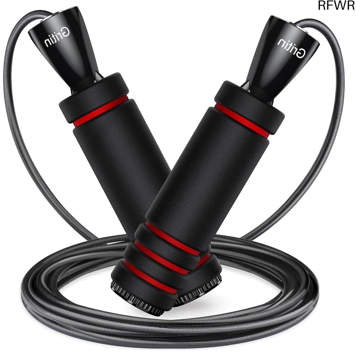 RFWR® Verstelbaar Springtouw met Traagschuim Handvat voor Fitness en Vetverbranding