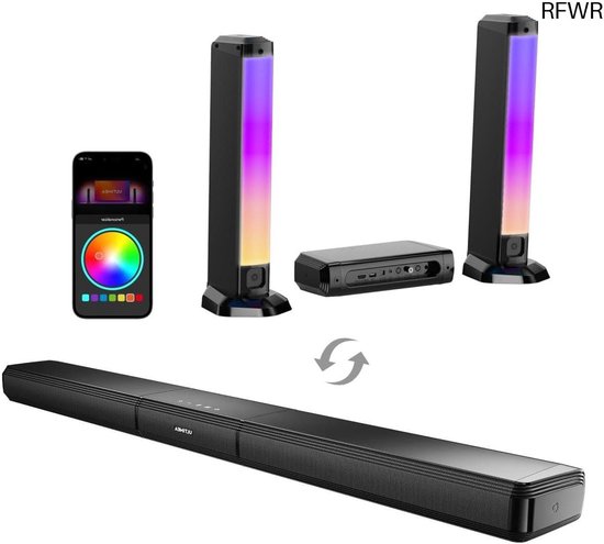 De Ultimea Apollo S80 5.1 Soundbar Wordt Geleverd Met Dolby Atmos Sfeerverlichting Subwoofer En Kan Worden Verdeeld In 3 Delen.951425.0