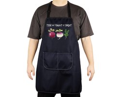 Allecto Plus - Grappig Vegetarische Keukenschort Koken Veganistisch Eten Bieten - Met Zakken - Duurzaam Materiaal - Verstelbare Halsband - Geschikt voor Mannen en Vrouwen
