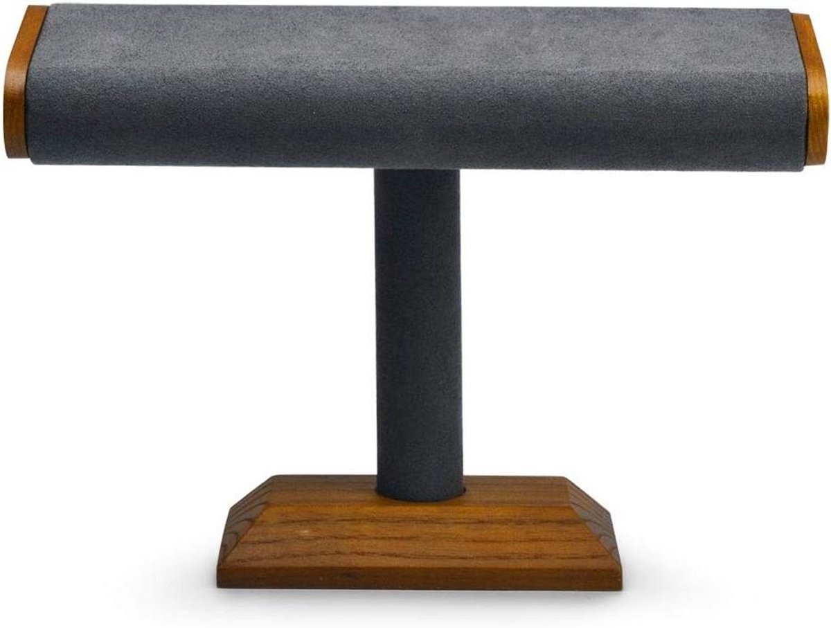 Massief Houten T-Bar Horloge Display Stand - Sieraden Organizer met Armbandhouder - Grijs - Voor op Aanrecht of Tafel - Toren voor Horloges