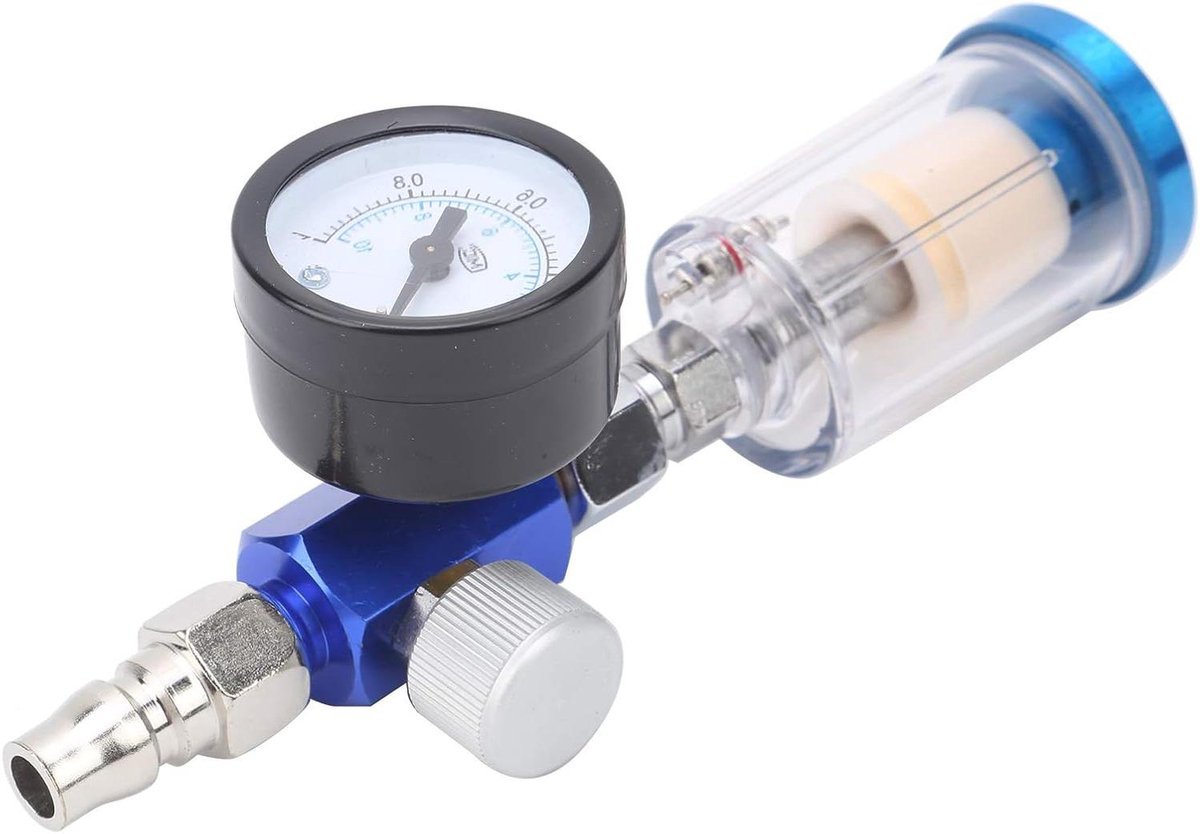 Allecto Plus - Pneumatisch Spuitregulatorpistool met 1/4 Luchtdrukmeter en Watervanger - Luchtfilter Manometer - Olie-waterafscheider - Valfilter