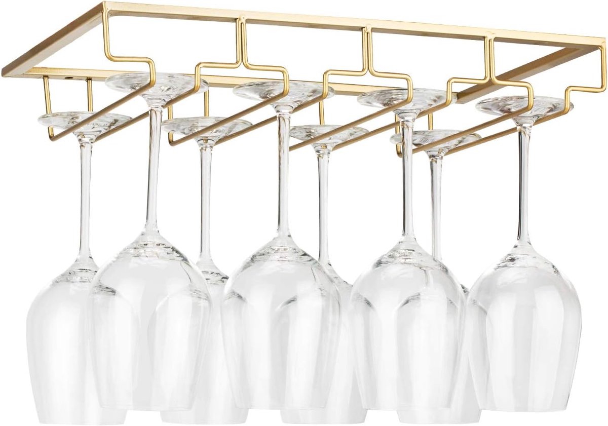 Wijnglazen rek - Metalen wijnglas organizer - goud - 4 rijen
