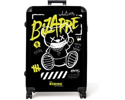 NoBoringSuitcases.com NoBoringSuitcases.com® - Koffer groot - Reiskoffer lichtgewicht - Cartoon beer met masker als graffiti kunstwerk - Rolkoffer met 4 wielen - 98 liter bagage