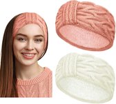 Allecto Plus - Hoofdband voor dames winter - Set van 2 - Fleece gebreide oorwarmers - Warme haarband - Elastische hoofdband - Verdikt - Vrouwen en meisjes - Comfortabel en stijlvol