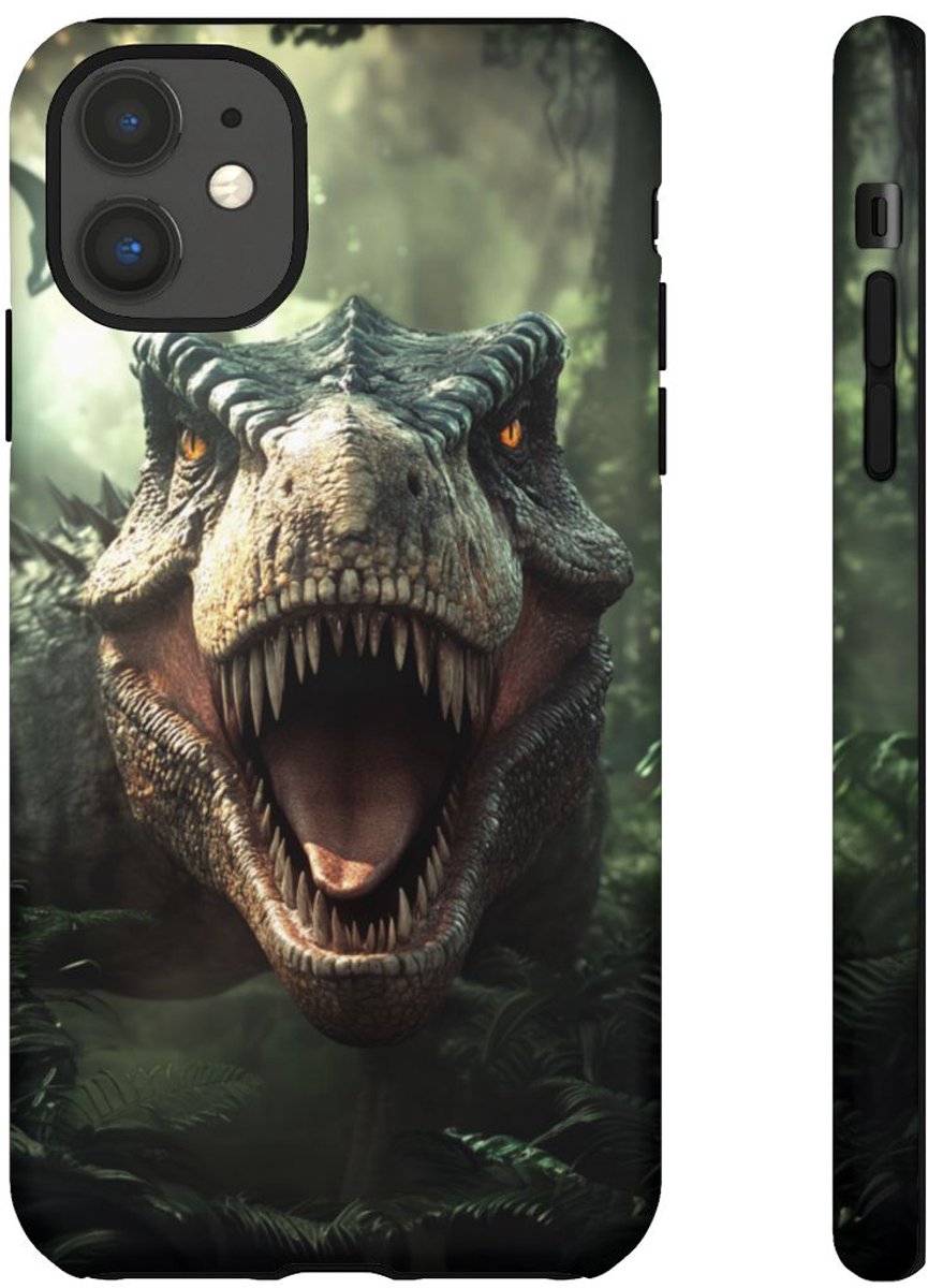 Gedetailleerde Dinosaurus in Junglelandschap – Telefoonhoesje Geschikt voor iPhone 11