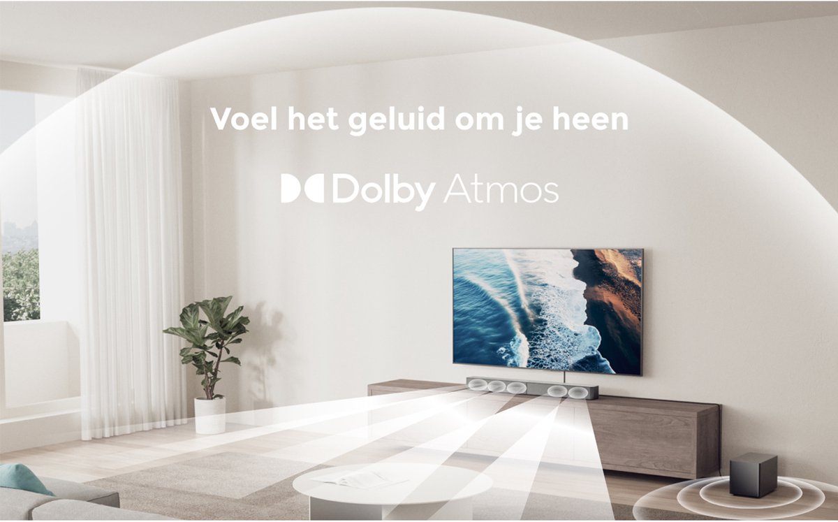 Afbeelding 3 van ULTIMEA Poseidon M60 Boom - 5.1-kanaals Dolby Atmos-soundbar, 340W surround sound met bekabelde subwoofer, VoiceMX™ en Bluetooth 5.4