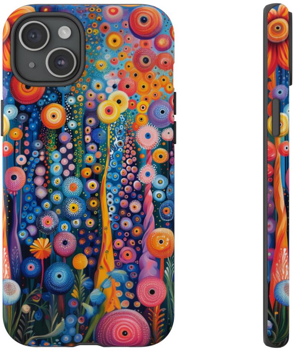 Levendig Abstract Bloemenpatroon – Telefoonhoesje Geschikt voor iPhone 15 Plus