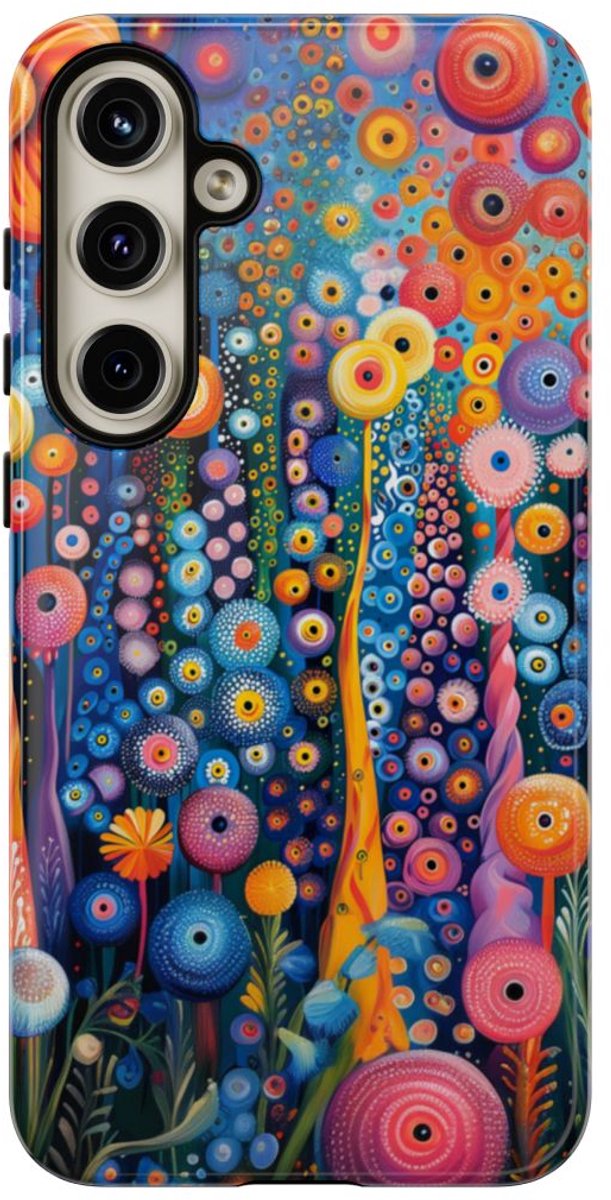 Levendig Abstract Bloemenpatroon – Telefoonhoesje Geschikt voor Samsung Galaxy S24 Plus