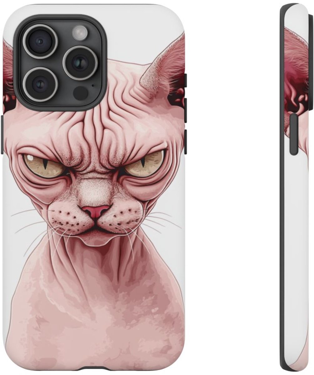 Roze Naaktkat Illustratie – Telefoonhoesje Geschikt voor iPhone 15 Pro Max
