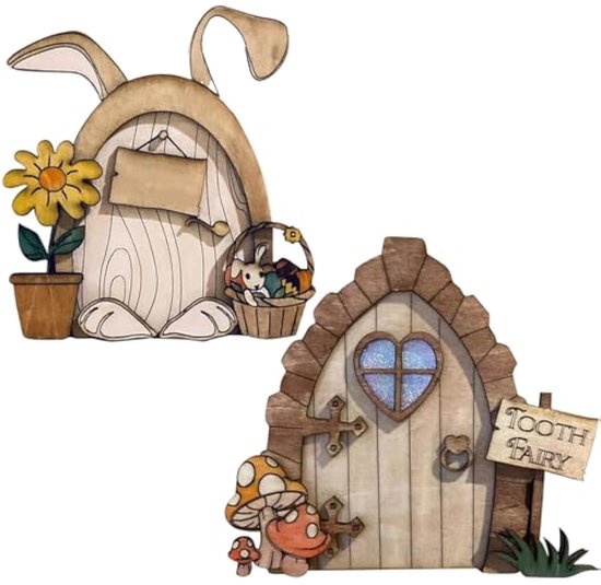 bloemenfee poort handgemaakte houten 2d feeëndeur versierd - Belgium