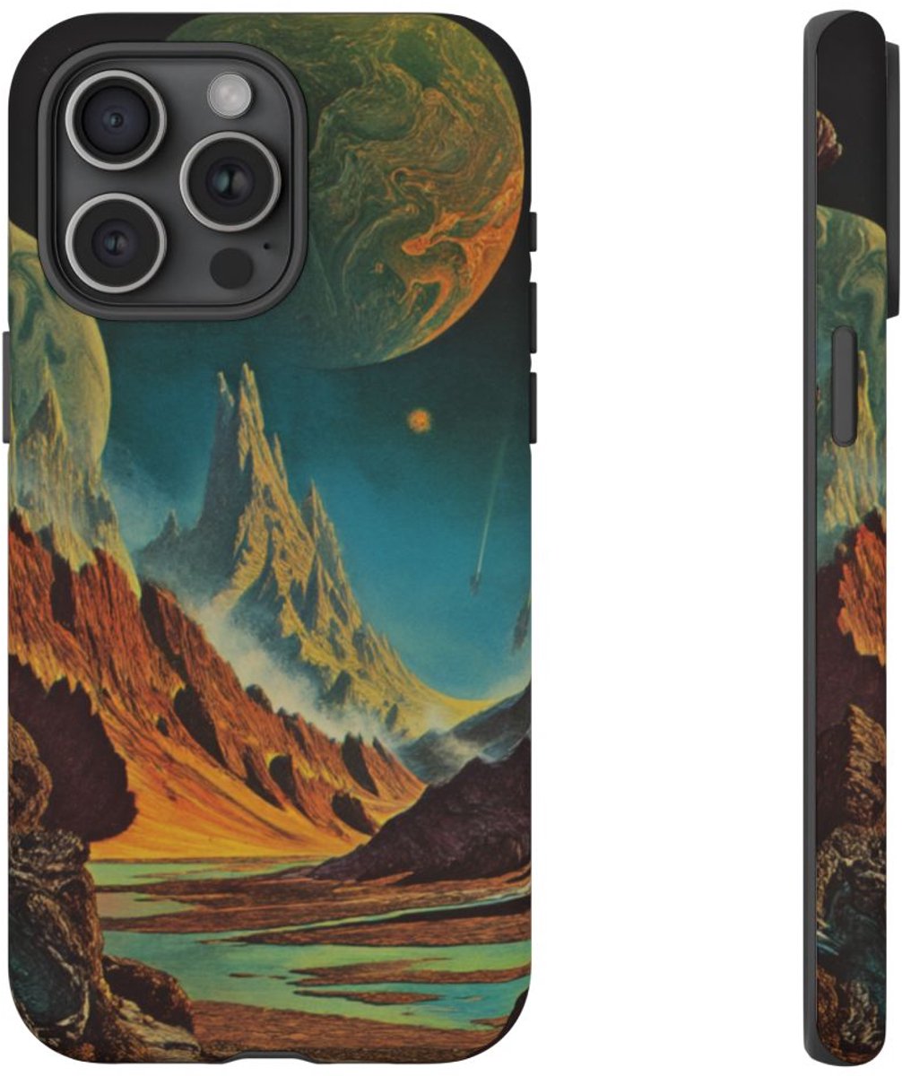 Surrealistisch Buitenaards Landschap – Telefoonhoesje Geschikt voor iPhone 15 Pro Max