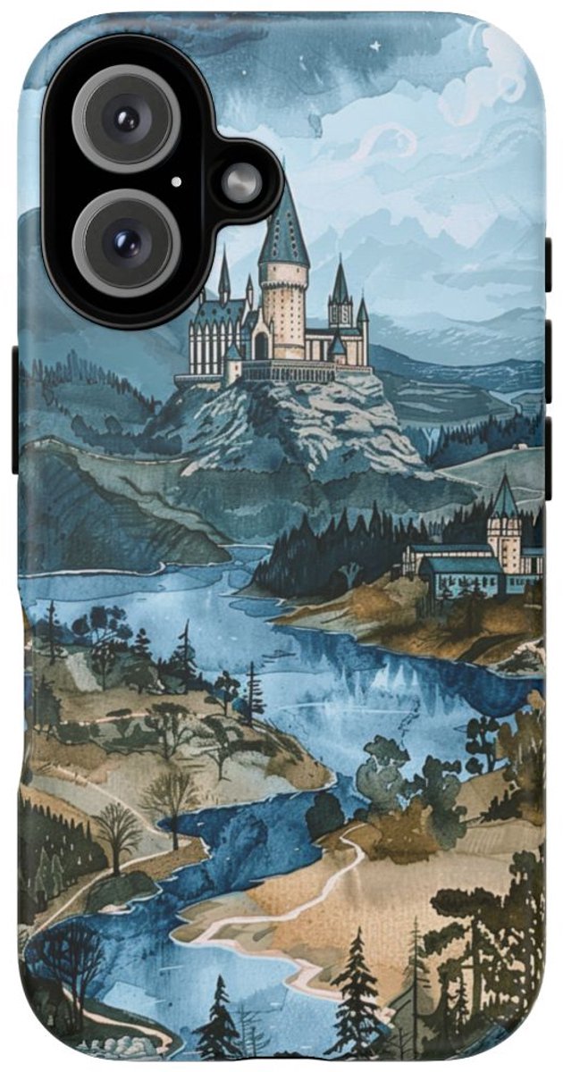 Sprookjesachtig Kasteel Landschap in Aquarel – Telefoonhoesje Geschikt voor iPhone 16