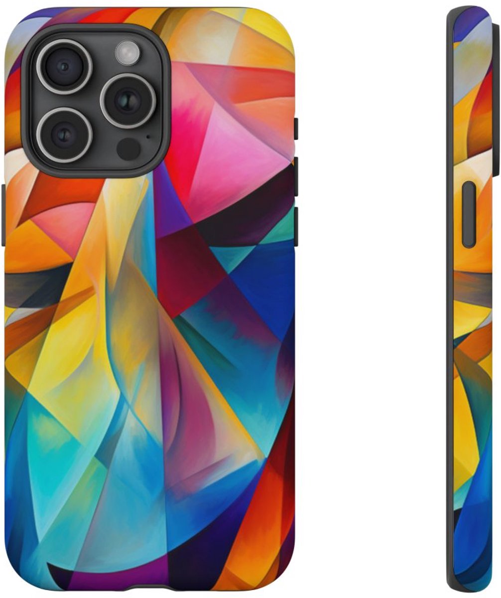 Abstract Geometrisch Kleurrijk Ontwerp – Telefoonhoesje Geschikt voor iPhone 15 Pro Max
