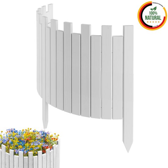 Floranica Flexibele Borderrand Geïmpregneerde 100 X 20 Cm Wit Perkrand Van Grenenhout Gazonrand Tuinafscheiding Rollboarder