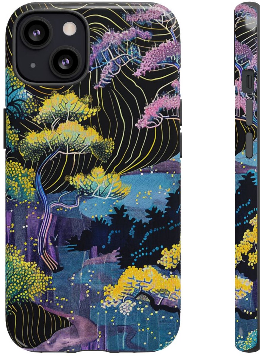 Kleurrijk Abstract Boomlandschap – Telefoonhoesje Geschikt voor iPhone 13