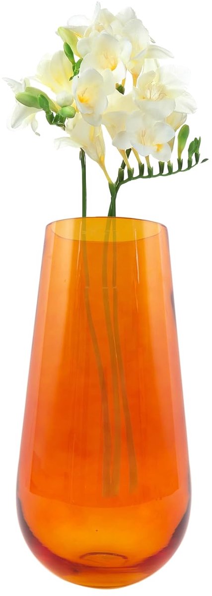 Oranje Vaas - Verfijning voor je Interieur - 1 stuk - Glas - 17.5x35cm