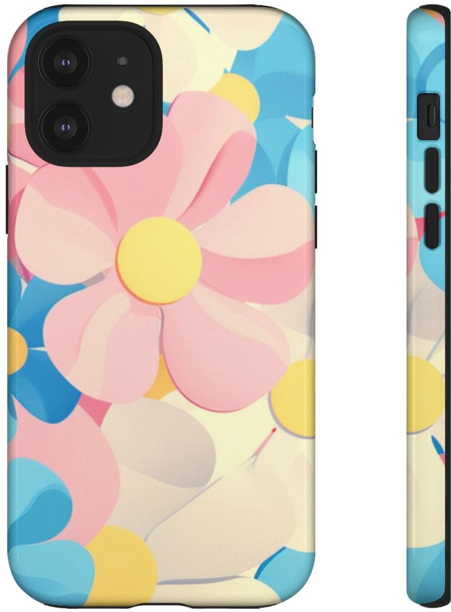 Vrolijk Pastel Bloemenpatroon – Telefoonhoesje Geschikt voor iPhone 12