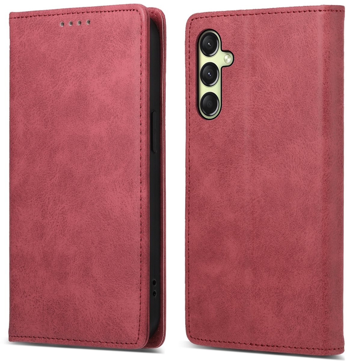Mobigear Telefoonhoesje geschikt voor Samsung Galaxy A17 Hoesje | Mobigear Wallet Bookcase Portemonnee | Pasjeshouder voor 1 Pasje | Telefoonhoesje voor Pinpas / OV Kaart / Rijbewijs - Rood