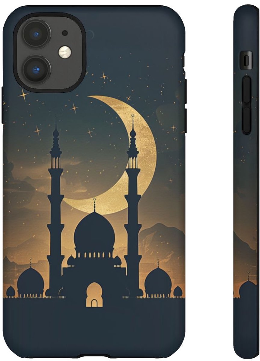 Sikkelmaan en Moskee Silhouet – Telefoonhoesje Geschikt voor iPhone 11