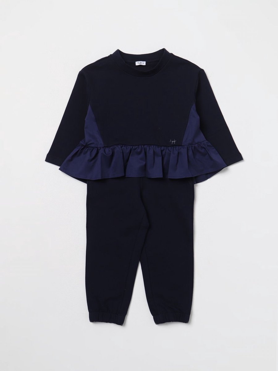 Girls RuffleDetail Clothing Set Kids - Navy Ropes Cords