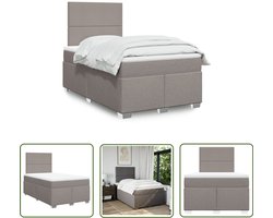 vidaXL Boxspringbed - Boxspring - Boxspring met matras stof taupe 120x190 cm - Slaapcomfort - Matras - Pocketveringmatras