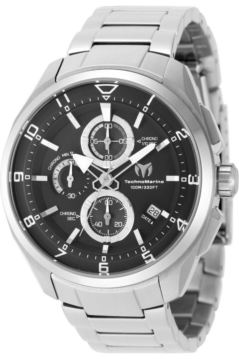 TechnoMarine OCEAN - QUANTUM TM-318115 Heren Horloge - Waterdicht - Analoog - Quartz Uurwerk - Roestvrij Staal met zwarte Wijzerplaat - 44mm