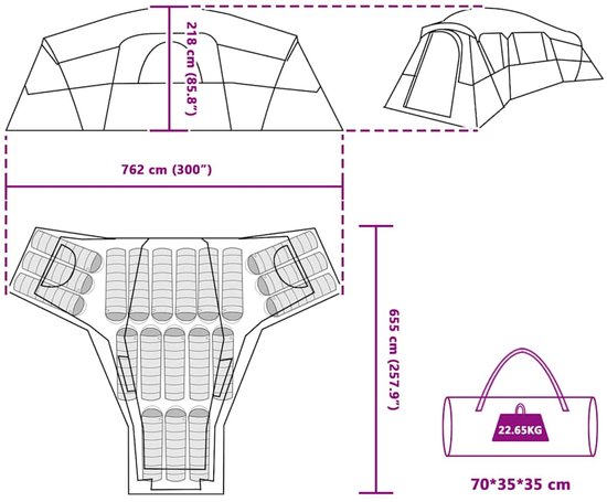 vidaXL - Tent - Groen - 6-persoons - Polyester van Vidaxl — afbeelding 5