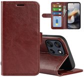 MobyDefend Hoesje - Geschikt voor Motorola Moto G56 - Wallet Book Case (Sluiting Achterkant) - Bruin
